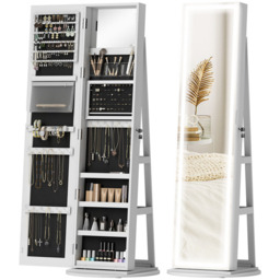 HOMCOM White Full Length Mirror 360° Swivel Jewellery Cabinet - Size: 21 x 44 x 166cm - Wilko - thumbnail 4