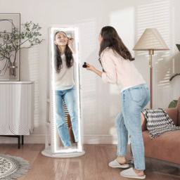 HOMCOM White Full Length Mirror 360° Swivel Jewellery Cabinet - Size: 21 x 44 x 166cm - Wilko - thumbnail 3