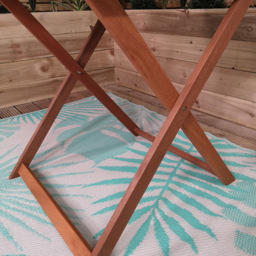 Samuel Alexander Wooden 4 Seater Folding Square Garden Dining Set with Green Parasol - Brown - Wilko - thumbnail 7
