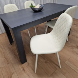 Kosy Koala 4 Seater Faux Leather Gem Pattern Dining Set Dark Grey and Cream - Multi - Portland - Wilko - thumbnail 5