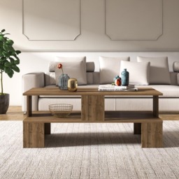 Decorotika Evans Single Shelf Walnut Coffee Table - Size: 46.8 x 120 x 60cm - Brown - Wilko - thumbnail 6