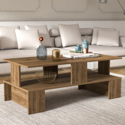 Decorotika Evans Single Shelf Walnut Coffee Table - Size: 46.8 x 120 x 60cm - Brown - Wilko