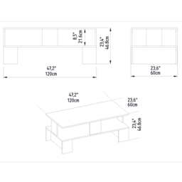 Decorotika Evans Single Shelf Walnut Coffee Table - Size: 46.8 x 120 x 60cm - Brown - Wilko - thumbnail 7