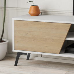 Decortie Fiona 3 Door 2 Shelf Oak and White TV Unit - Size: 48.0  x 180.0  x 35.6 cm - Multi - Wilko - thumbnail 4