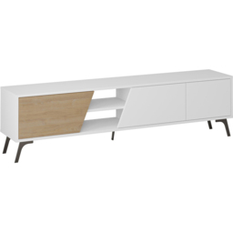 Decortie Fiona 3 Door 2 Shelf Oak and White TV Unit - Size: 48.0  x 180.0  x 35.6 cm - Multi - Wilko - thumbnail 3