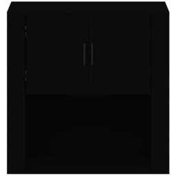 vidaXL 2 Door Single Open Shelf Black Wall Mounted Cabinet - Size: 80 x 80 x 33cm - Wilko - thumbnail 6