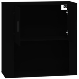 vidaXL 2 Door Single Open Shelf Black Wall Mounted Cabinet - Size: 80 x 80 x 33cm - Wilko - thumbnail 5