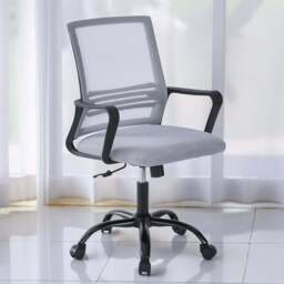 Light Grey Swivel Height Adjustable Mesh Back Office Chair - Size: 90 x 58 x 58cm - MCC - Wilko - thumbnail 1