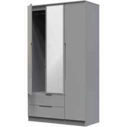 Crowndale Milan 3 Door 2 Drawer Dusk Grey Tall Mirrored Wardrobe - Size: 3 Door, 2 Drawer - Wilko - thumbnail 7