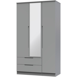 Crowndale Milan 3 Door 2 Drawer Dusk Grey Tall Mirrored Wardrobe - Size: 3 Door, 2 Drawer - Wilko - thumbnail 5