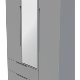 Crowndale Milan 3 Door 2 Drawer Dusk Grey Tall Mirrored Wardrobe - Size: 3 Door, 2 Drawer - Wilko - thumbnail 6