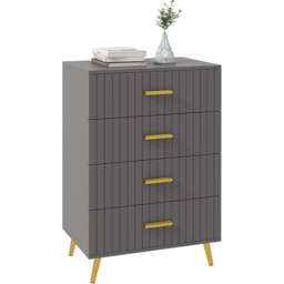 Portland 4 Drawer Chest of Drawers with Aluminium Legs - Grey - Wilko - thumbnail 3