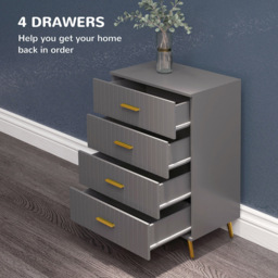 Portland 4 Drawer Chest of Drawers with Aluminium Legs - Grey - Wilko - thumbnail 7