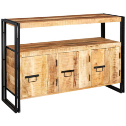Brooklyn Carnaby 3 Door Single Shelf Industrial Sideboard - Brown - Wilko - thumbnail 3