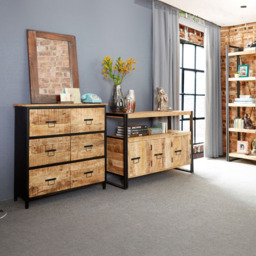 Brooklyn Carnaby 3 Door Single Shelf Industrial Sideboard - Brown - Wilko - thumbnail 7