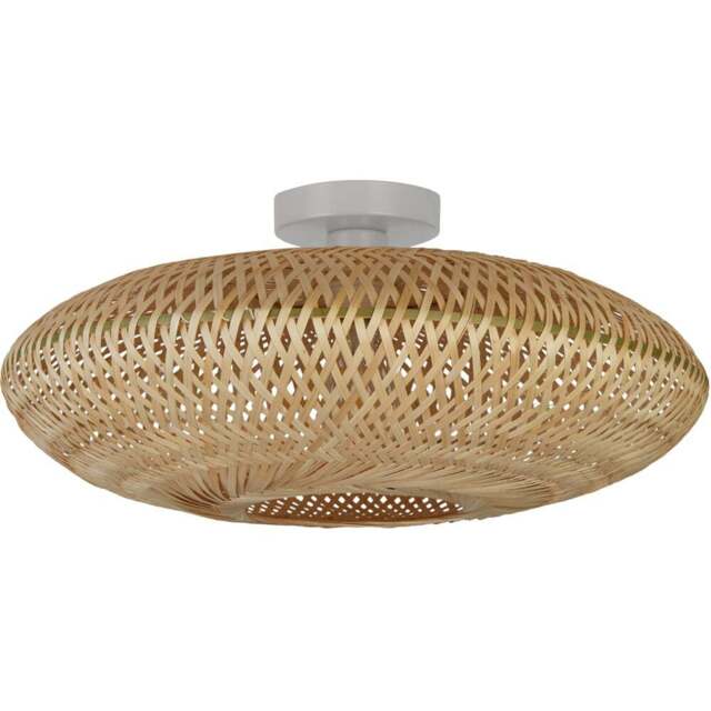 Lighting Collection Tusk Natural Bamboo Ceiling Flush Ceiling Light - Size: 51 x 16 x 51cm - White - Wilko - image 1