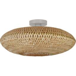 Lighting Collection Tusk Natural Bamboo Ceiling Flush Ceiling Light - Size: 51 x 16 x 51cm - White - Wilko