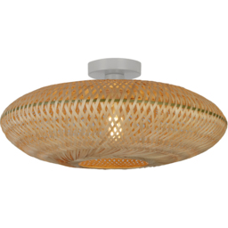 Lighting Collection Tusk Natural Bamboo Ceiling Flush Ceiling Light - Size: 51 x 16 x 51cm - White - Wilko - thumbnail 4