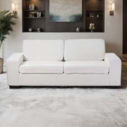 H&O Direct 2 Seater White Teddy Fabric Loveseat Sofa - Wilko - thumbnail 1