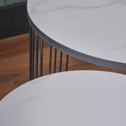 Pacific Lifestyle Atri White Marble Veneer and Black Metal Nest of Tables Set of 2 - Size: 55 x 55 x 55cm - Wilko - thumbnail 5