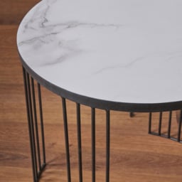 Pacific Lifestyle Atri White Marble Veneer and Black Metal Nest of Tables Set of 2 - Size: 55 x 55 x 55cm - Wilko - thumbnail 4
