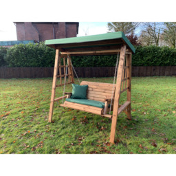 Charles Taylor Dorset 2 Seater Swing with Green Cushions and Roof Cover - Wilko - thumbnail 6
