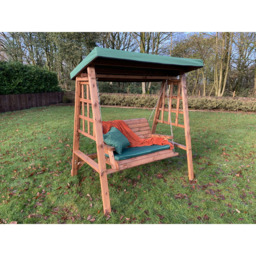 Charles Taylor Dorset 2 Seater Swing with Green Cushions and Roof Cover - Wilko - thumbnail 7