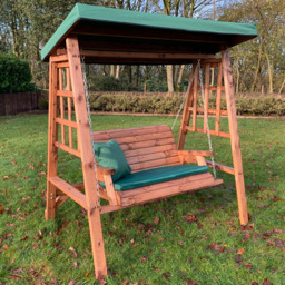 Charles Taylor Dorset 2 Seater Swing with Green Cushions and Roof Cover - Wilko - thumbnail 1