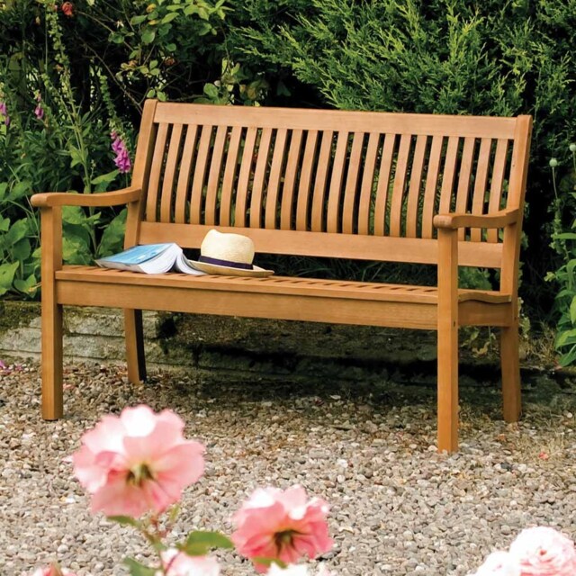 Willington Hardwood Bench - Size: 87 x 124 x 72cm - Brown - Rowlinson - Wilko - image 1