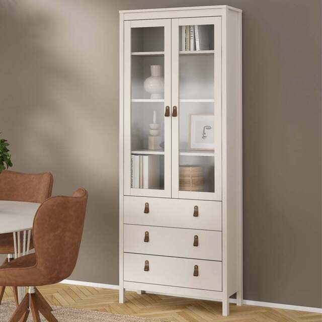 Florence Barcelona 2 Door 3 Drawer Cashmere Glass China Cabinet - Size: 199 x 78.05 x 32.5cm - Wilko - image 1