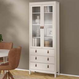 Florence Barcelona 2 Door 3 Drawer Cashmere Glass China Cabinet - Size: 199 x 78.05 x 32.5cm - Wilko - thumbnail 1