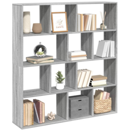 vidaXL 12 Shelf Grey Sonoma Bookcase - Size: 141.5 x 29 x 132cm - Wilko - thumbnail 5