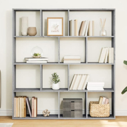 vidaXL 12 Shelf Grey Sonoma Bookcase - Size: 141.5 x 29 x 132cm - Wilko - thumbnail 1