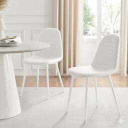 Kosy Koala 4 Seater Faux Leather Wooden Dining Set White - Brown - Wilko - thumbnail 3