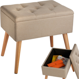 tectake Ranya Sand Linen Look Upholstered Bench - Size: 45.5 x 37.5 x 51cm - Yellow - Wilko - thumbnail 3