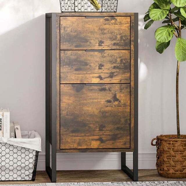 Portland 3 Drawer Industrial Brown Storage Cabinet - Wilko - image 1