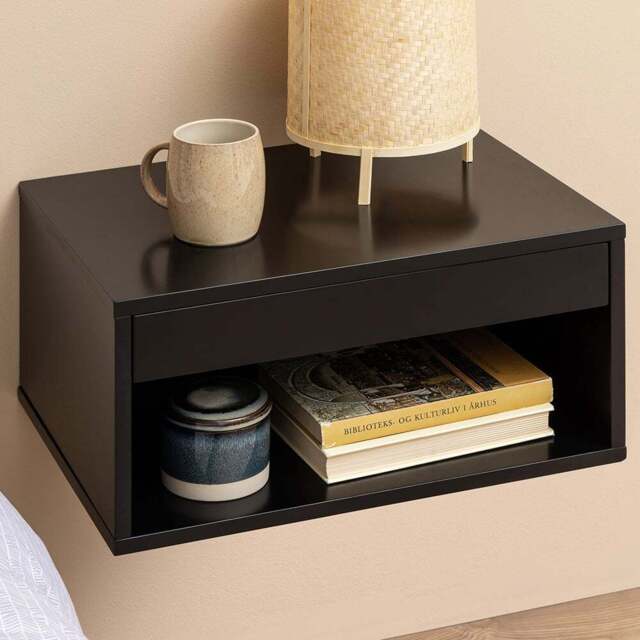 Florence Cholet Single Drawer Single Shelf Black Square Bedside Table - Furniture To Go - Wilko - image 1