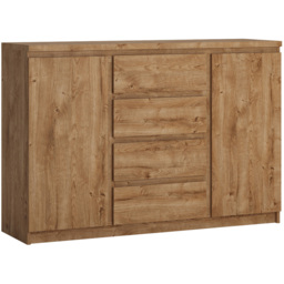 Florence Fribo 2 Door 4 Drawer Golden Ribbeck Oak Sideboard - Size: 40 x 135 x 92cm - Brown - Wilko - thumbnail 3