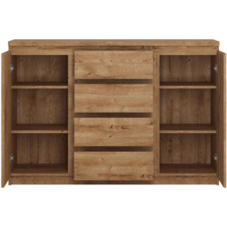 Florence Fribo 2 Door 4 Drawer Golden Ribbeck Oak Sideboard - Size: 40 x 135 x 92cm - Brown - Wilko - thumbnail 4