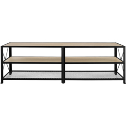 tectake 3 Shelf Light Wooden and Steel Rustic TV Stand - Size: 50.5 x 41.5 x 161cm - Brown - Wilko - thumbnail 4