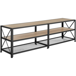 tectake 3 Shelf Light Wooden and Steel Rustic TV Stand - Size: 50.5 x 41.5 x 161cm - Brown - Wilko - thumbnail 3