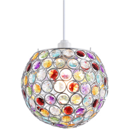 Happy Homewares Round Globe Small Multi Acrylic Bead Jewels Pendant Shade - Size: 18 x 18 x 18cm - Wilko - thumbnail 4