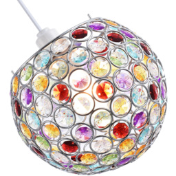 Happy Homewares Round Globe Small Multi Acrylic Bead Jewels Pendant Shade - Size: 18 x 18 x 18cm - Wilko - thumbnail 7