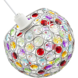 Happy Homewares Round Globe Small Multi Acrylic Bead Jewels Pendant Shade - Size: 18 x 18 x 18cm - Wilko - thumbnail 5