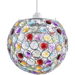 Happy Homewares Round Globe Small Multi Acrylic Bead Jewels Pendant Shade - Size: 18 x 18 x 18cm - Wilko - thumbnail 1