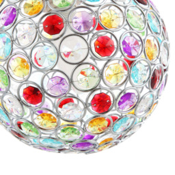 Happy Homewares Round Globe Small Multi Acrylic Bead Jewels Pendant Shade - Size: 18 x 18 x 18cm - Wilko - thumbnail 6
