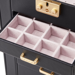 Living and Home 5 Drawer Black Faux Leather Jewellery Box with Mirror - Size: 26 x 21 x 15cm - Wilko - thumbnail 6