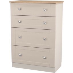 Crowndale Sussex 4 Drawer Kashmir Ash and Bardolino Oak Deep Chest of Drawers Ready Assembled - Kashmir Ash & Bardolino Oak - Wilko - thumbnail 4