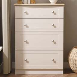 Crowndale Sussex 4 Drawer Kashmir Ash and Bardolino Oak Deep Chest of Drawers Ready Assembled - Kashmir Ash & Bardolino Oak - Wilko - thumbnail 1