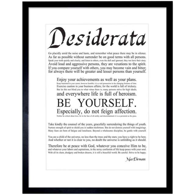 Wee Blue Coo Desiderata Ehrmann Go Placidly Amid Yourself Quote Framed Wall Art Print 30 x 41cm - Size: 43.3 x 33.3 x 1.5cm - White - Wilko - image 1